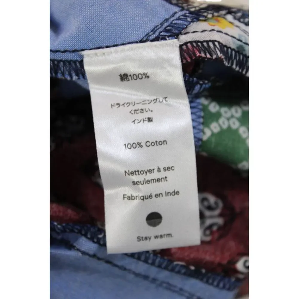 Warm Womens Cotton Patchwork Drawstring Waist Mid-Rise Casual Shorts Blue Size 1